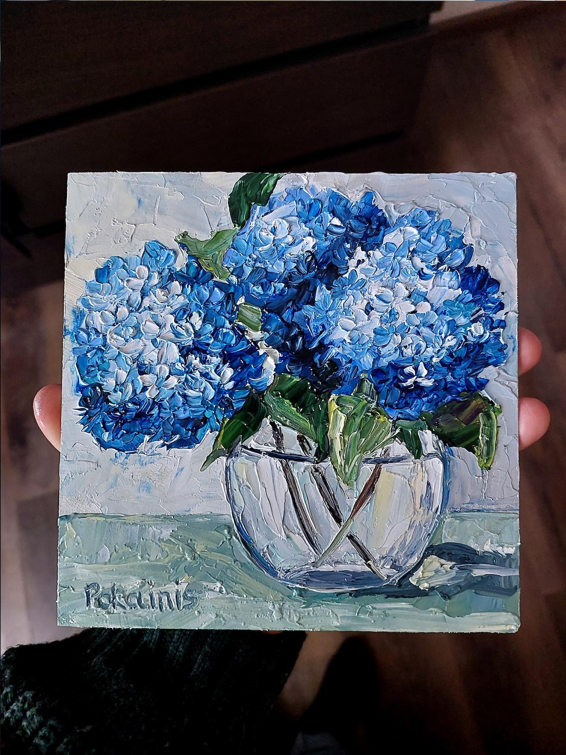 Hydrangea Floral Still Life, Botanical Oil Print - Image 5