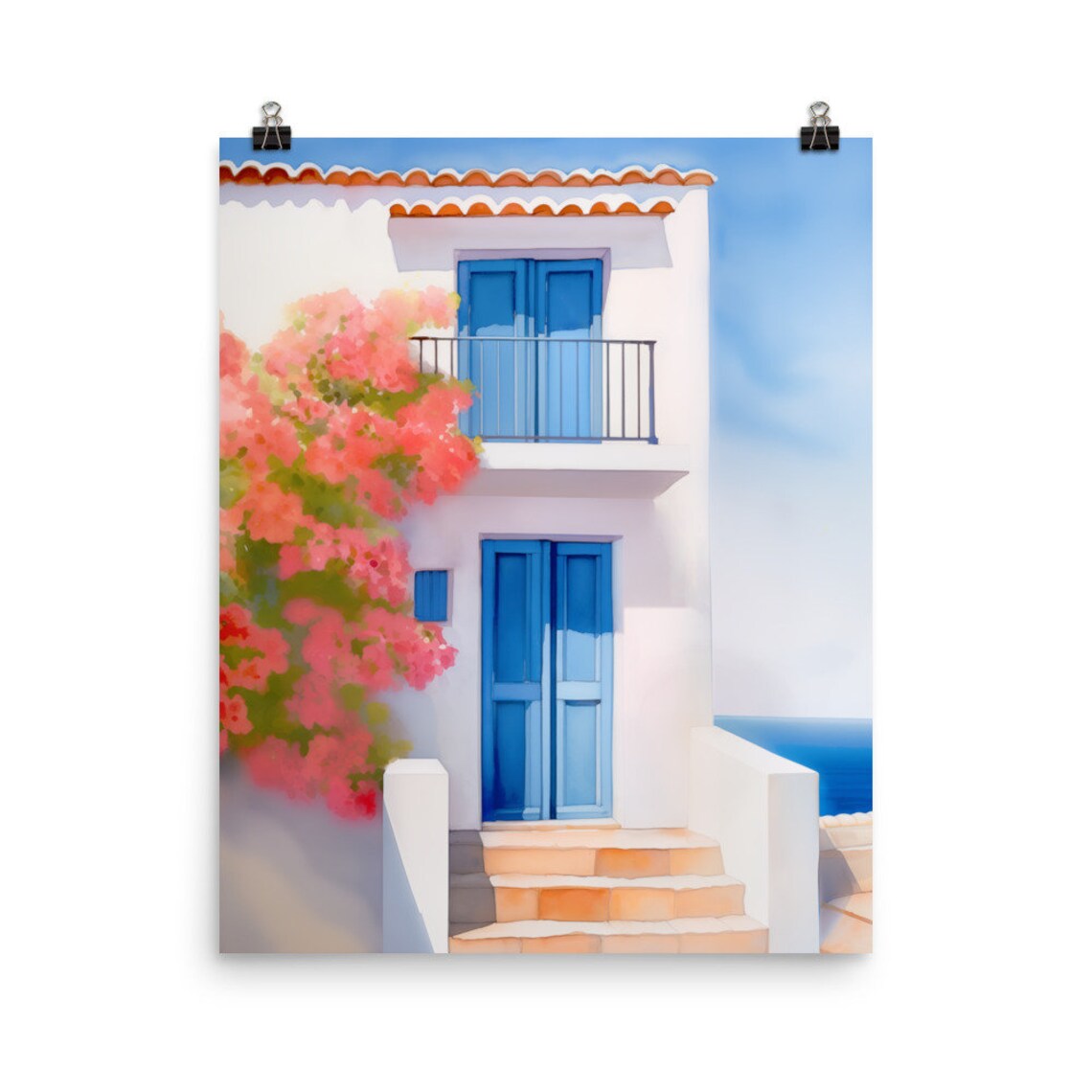 Skiathos Watercolor Print, Greek Island Travel Poster