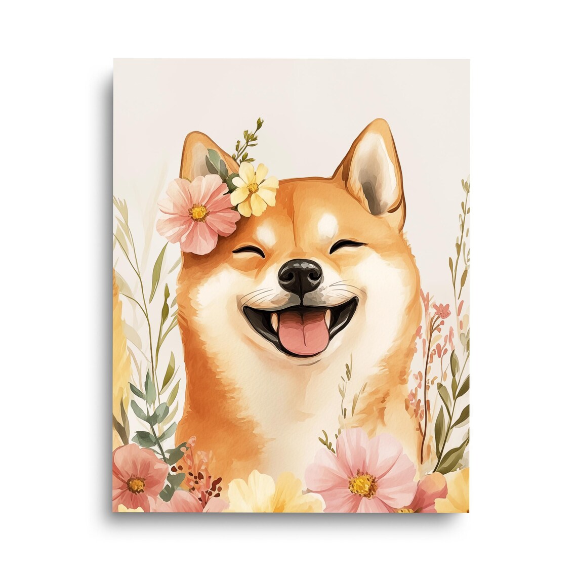 Shiba Inu Watercolor Art Print, Japanese Dog