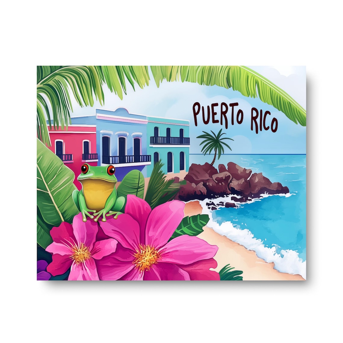 Puerto Rico Landscape Watercolor Art Print, San Juan