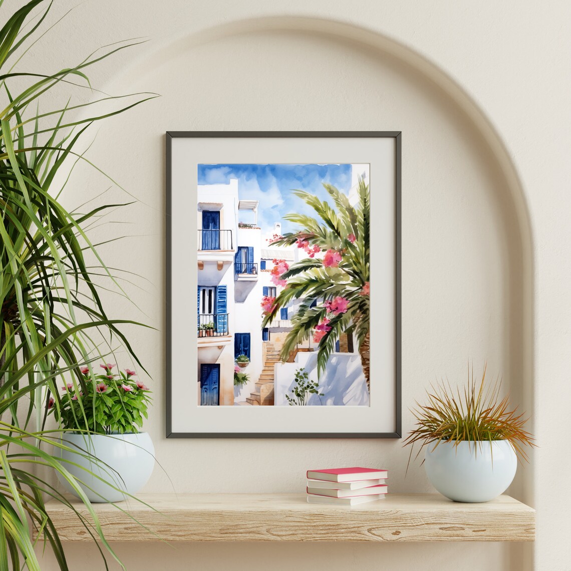 Ibiza Town Watercolor Travel Poster, Balearic Spain - Image 3