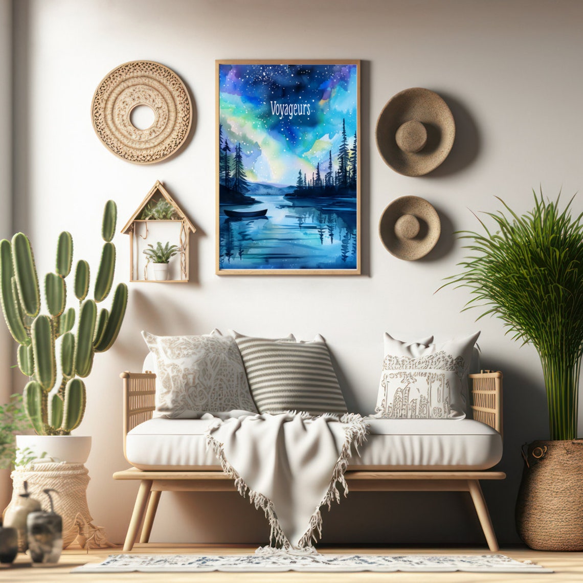 Voyageurs Aurora Borealis Night Over a Starry Northwoods Lake Poster - Image 2