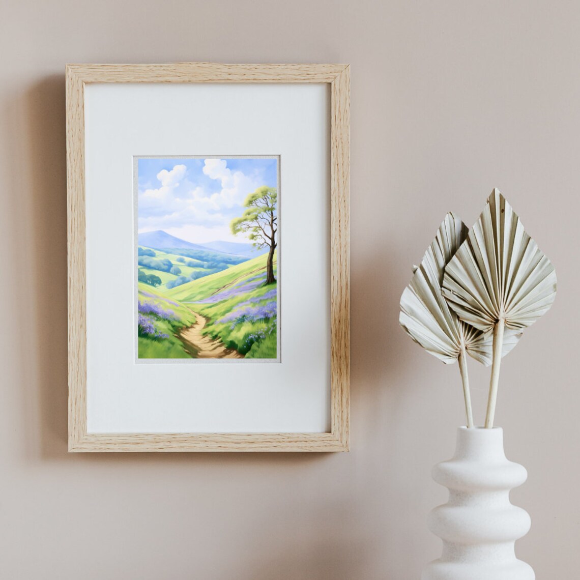 Malvern Hills Rolling Green Valleys Bluebell Watercolor Poster - Image 2