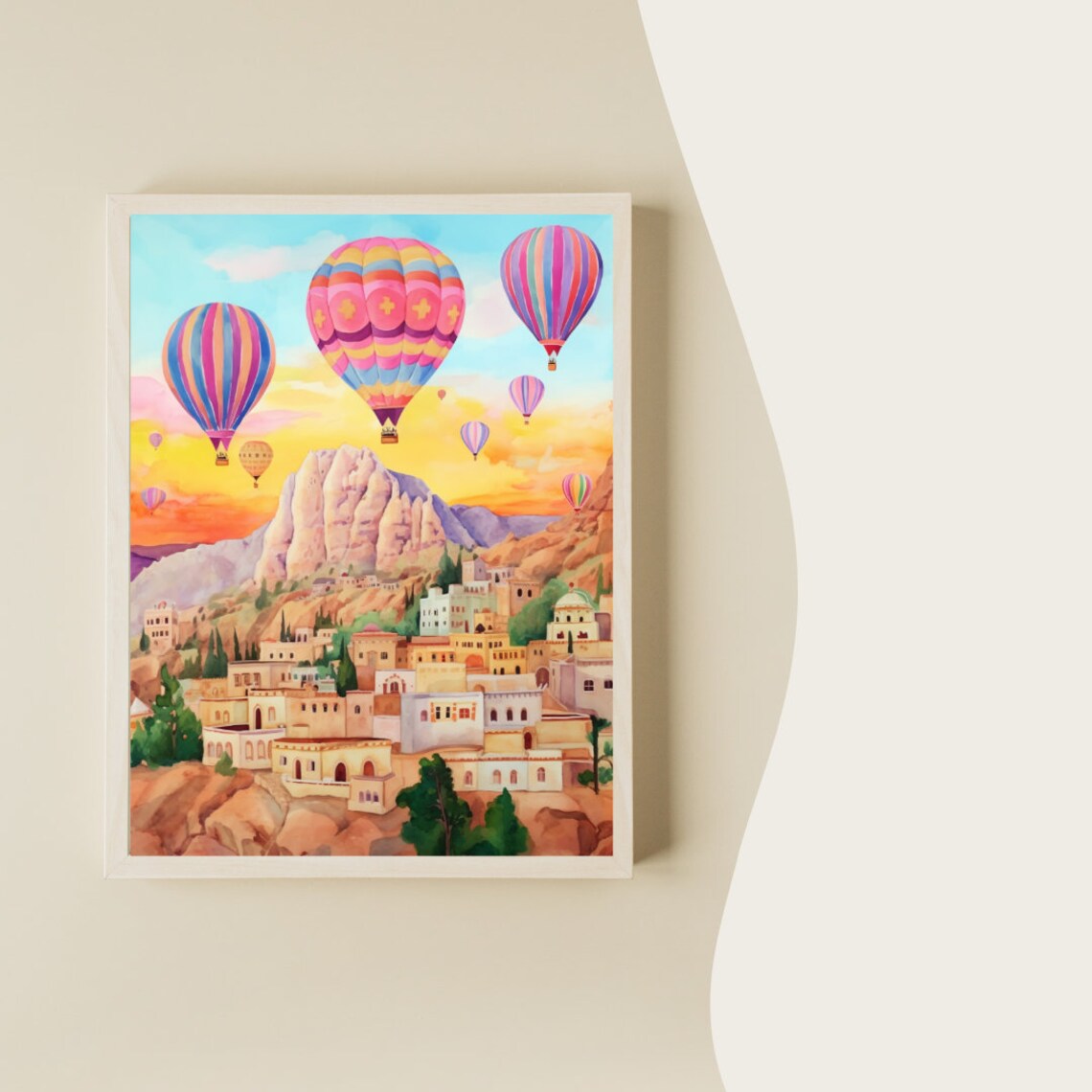 Cappadocia Watercolor Travel Poster, Anatolia Landscape - Image 2