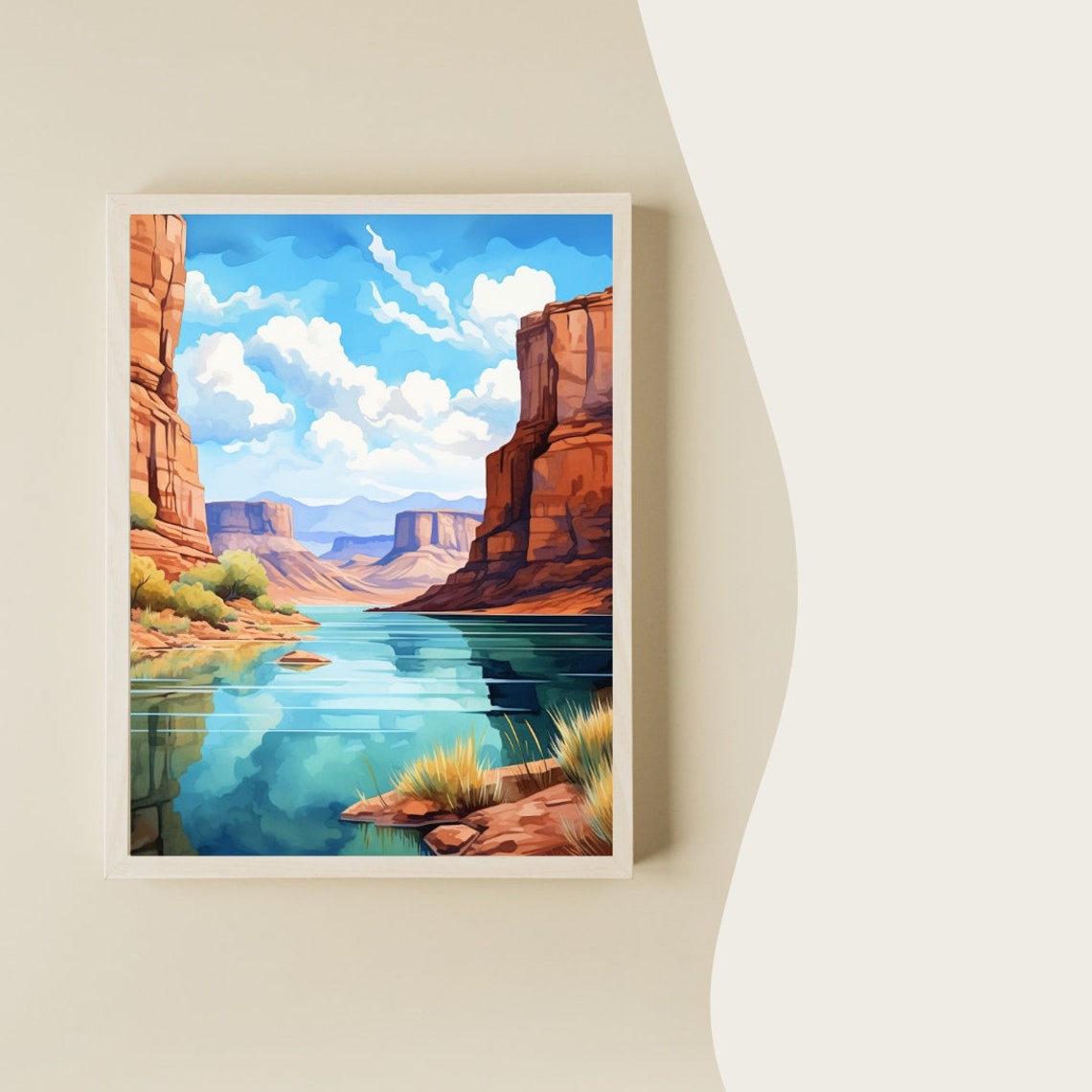 Canyon Lake Turquoise Water Between Red Rock Canyon Walls Poster - Image 2