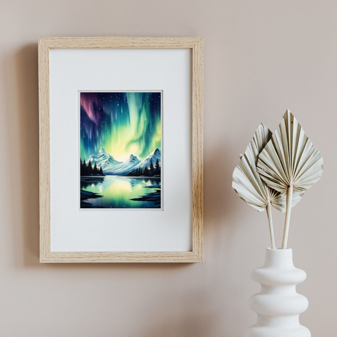 Aurora Borealis Watercolor Art Print, Iceland - Image 3
