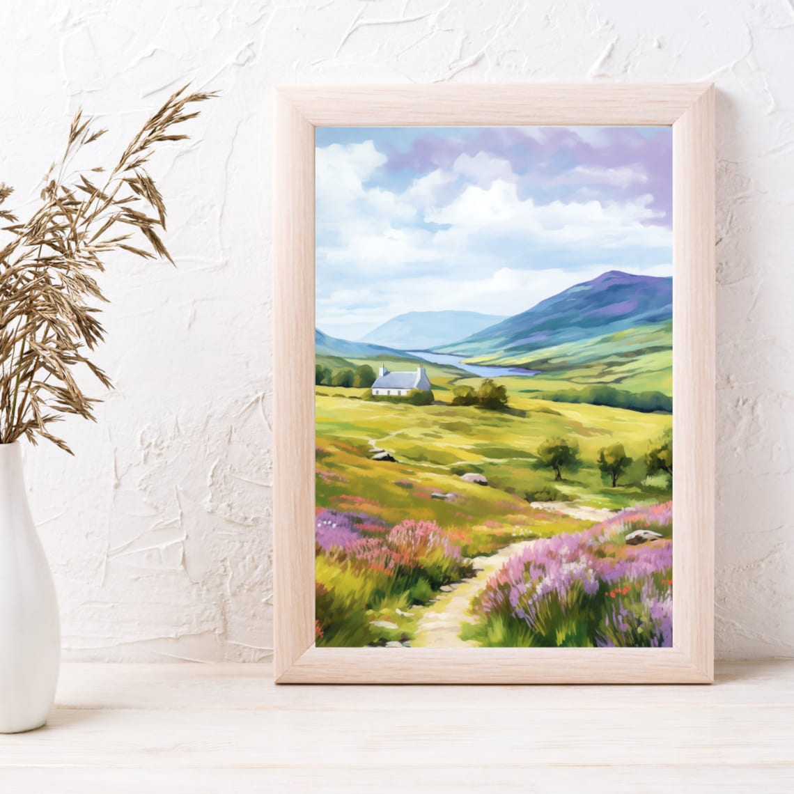 Scottish Highlands Watercolor Travel Poster, Rural Landscape - Image 3