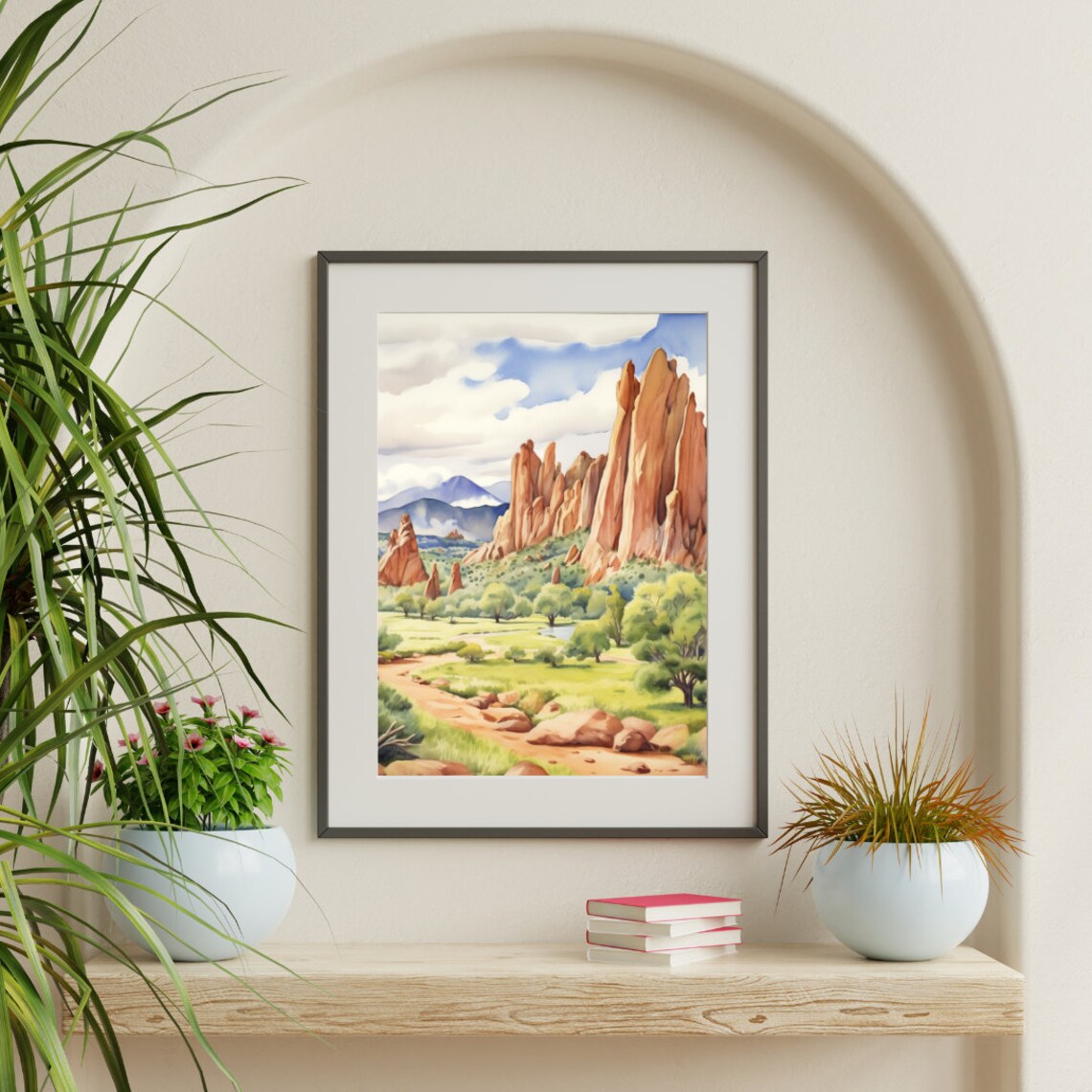 Garden of the Gods Red Rock Spires Watercolor Colorado Poster - Image 3