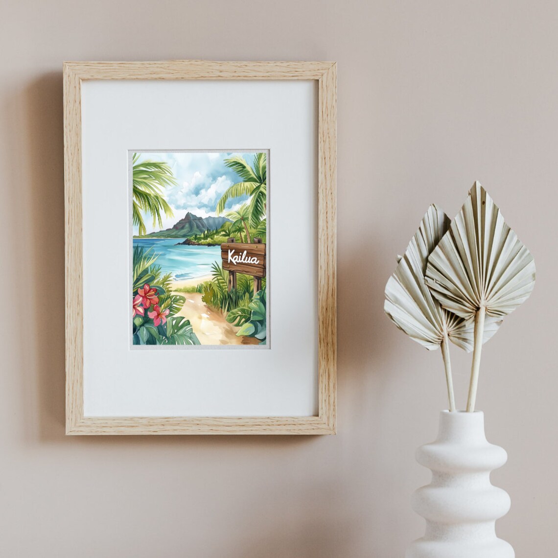 Kailua Watercolor Art Print, Hawaii Travel Poster - Image 2