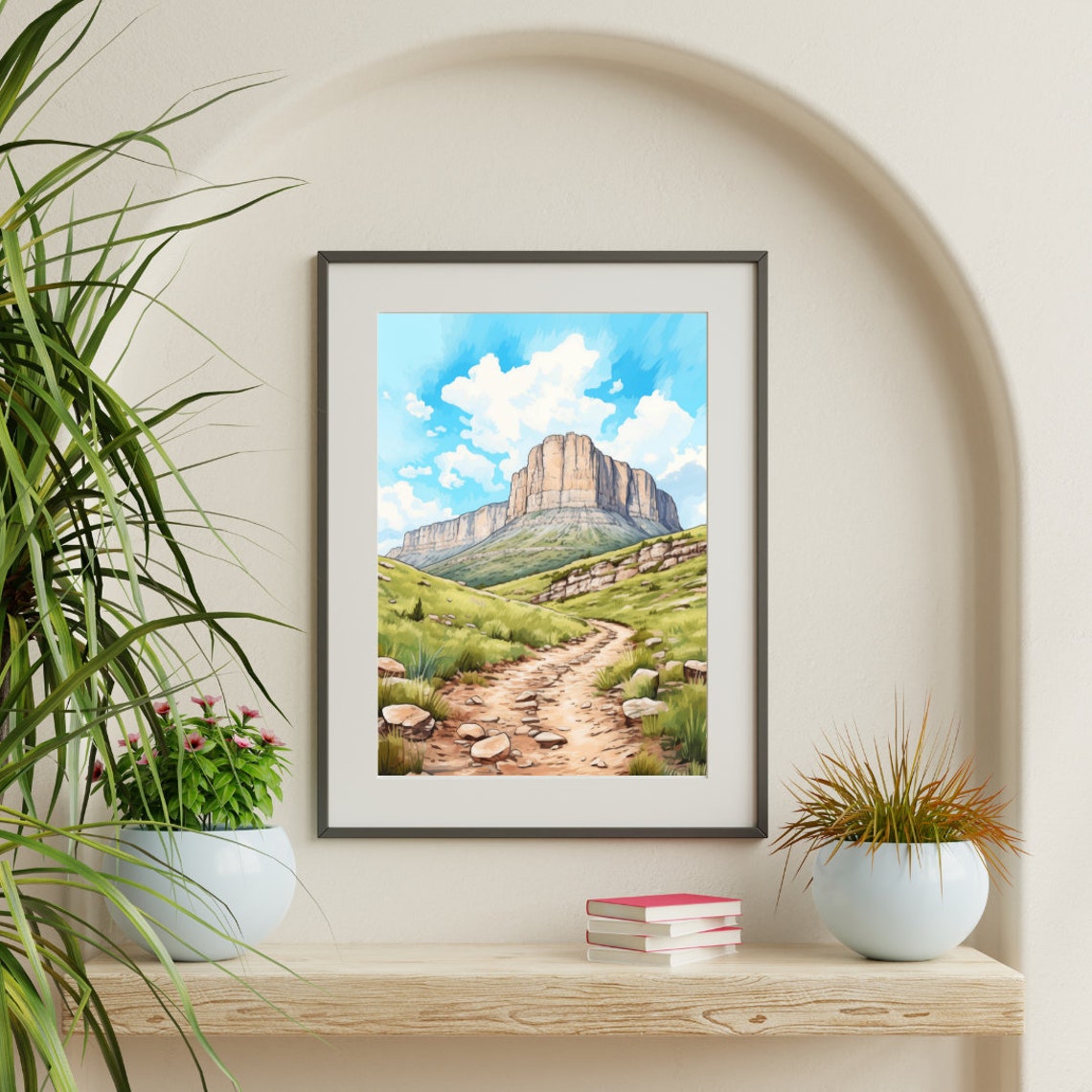 Guadalupe Mountains Desert Peak Hiking Trail Watercolor Poster - Image 3