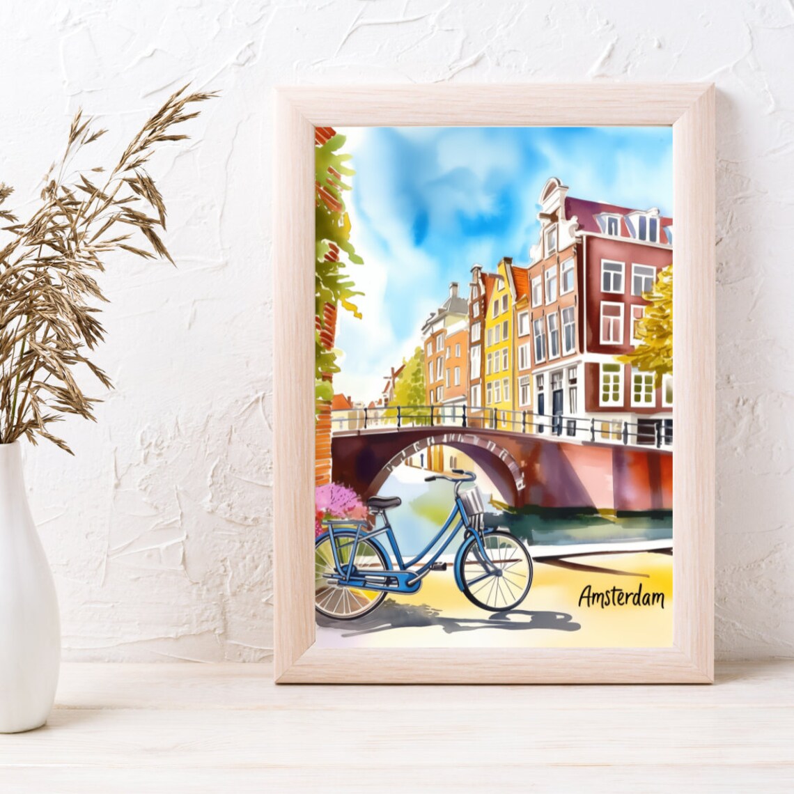 Amsterdam Watercolor Travel Poster, Netherlands - Image 2