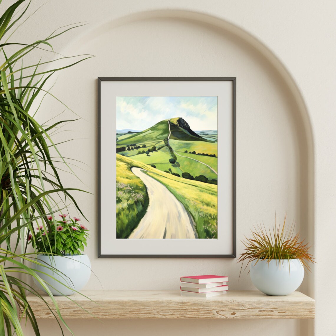 Mam Tor Winding Country Road Across Green Derbyshire Hill Poster - Image 3