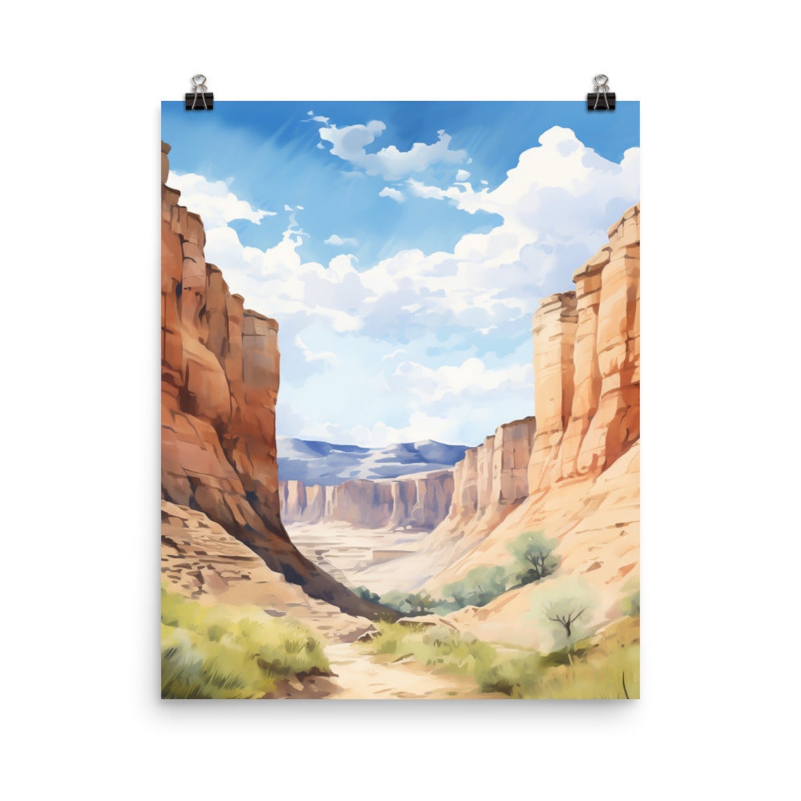 Talampaya Red Rock Canyon Argentina Desert Watercolor Landscape Poster