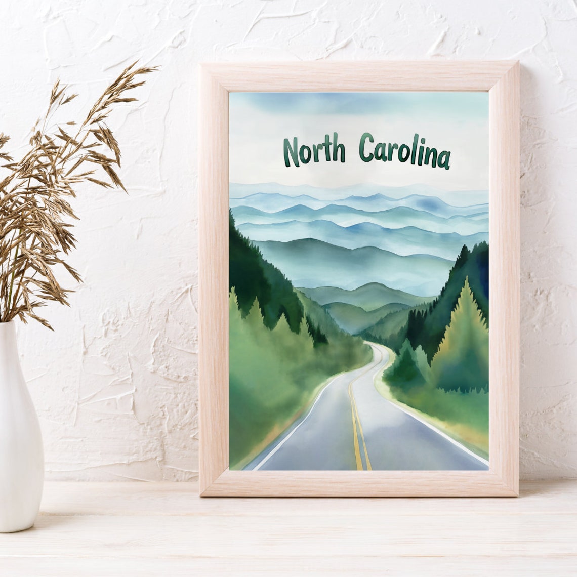 North Carolina Misty Blue Ridge Mountains Parkway Scenic Road Poster - Image 3