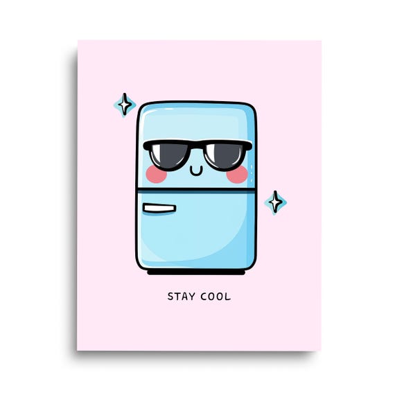 Cool Fridge Print Funny Kitchen Decor Refrigerator Wall Art Quirky Home Gift Appliance Poster Dorm