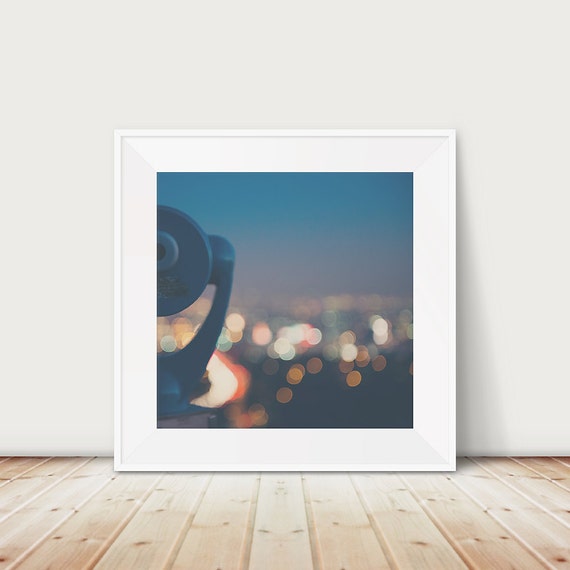 Abstract Los Angeles Photograph Wall Art Night Mulholland Drive Print Square Large