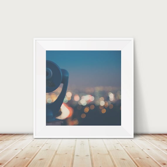 Los Angeles Night City Lights Bokeh Observatory Viewer Photo Poster