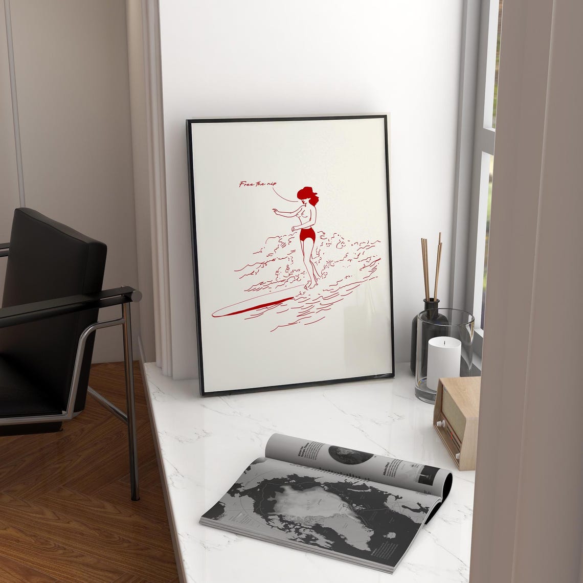 Vintage Western Wall Art Surfing Poster Vintage Cowboy Poster Girly Room Decor Retro Western Print Red Poster Funky Decor Trendy Art Poster - Image 5