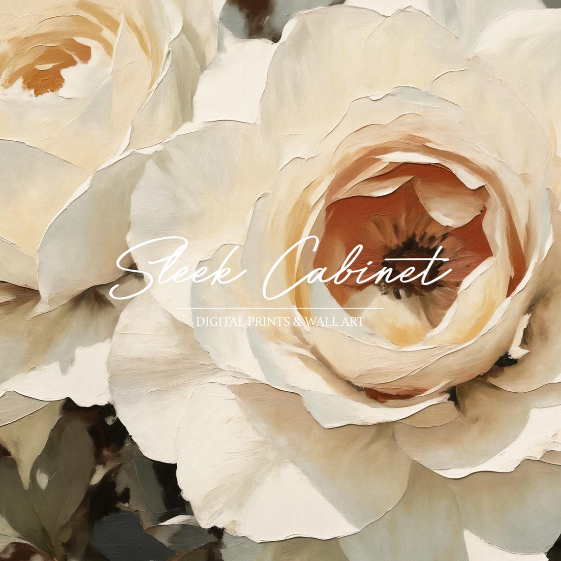 White Rose Blossoms Soft Pale Vintage Botanical Floral Poster - Image 3