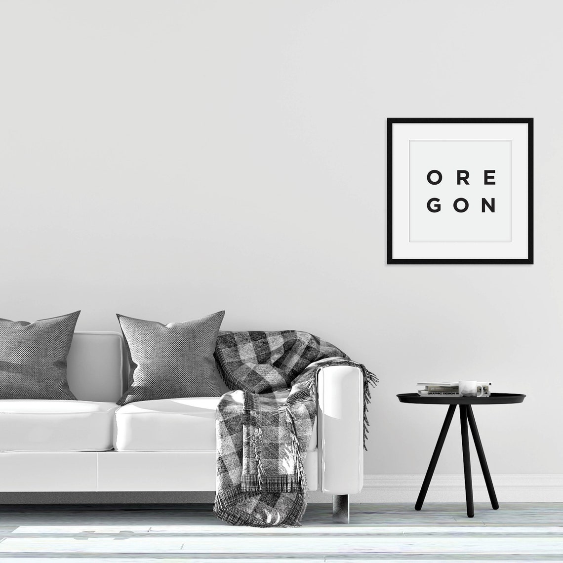 Oregon State Typography Poster with Bold Black Stacked Lettering Art - Image 2