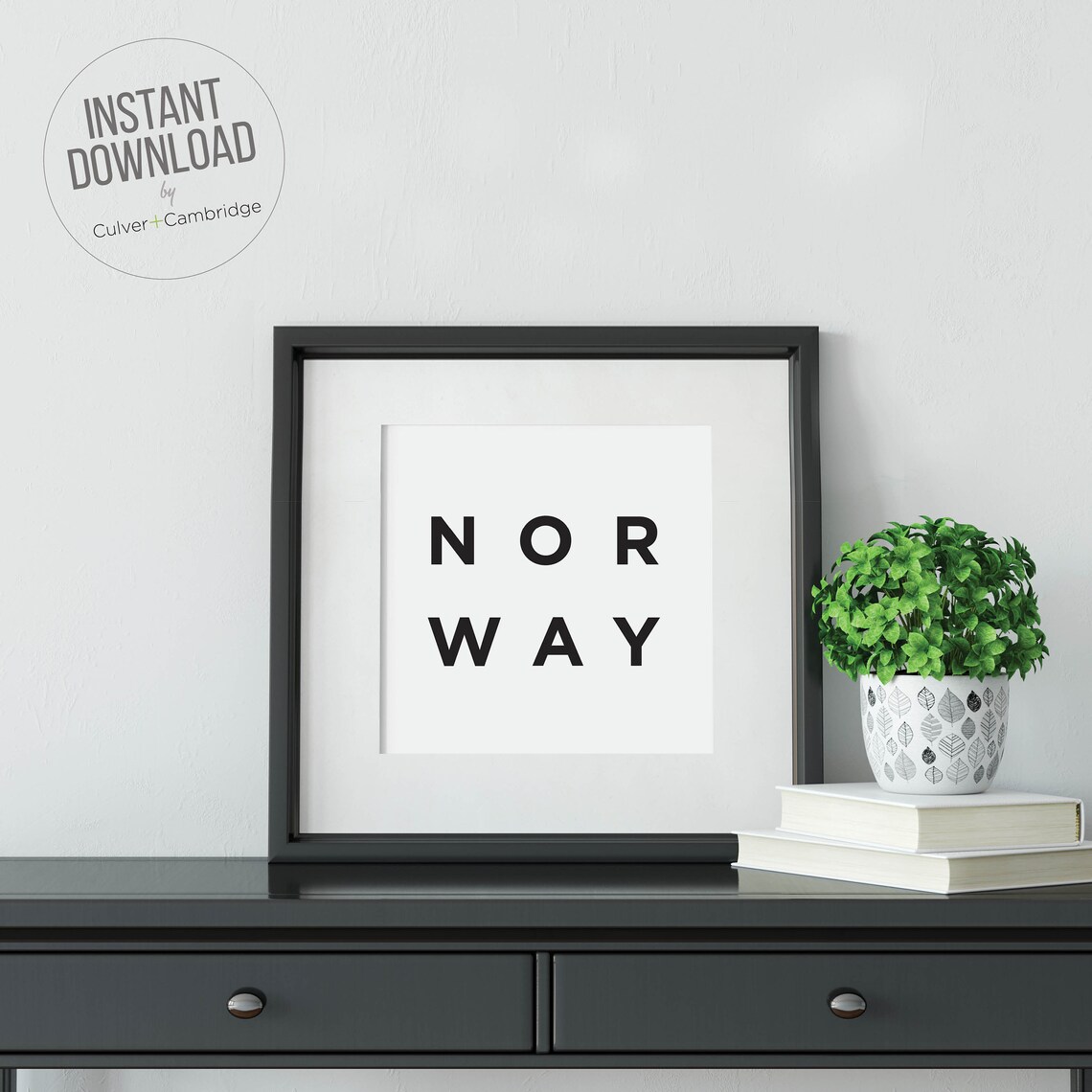Norway Minimalist Typography Poster Black on White Travel Art - Image 2