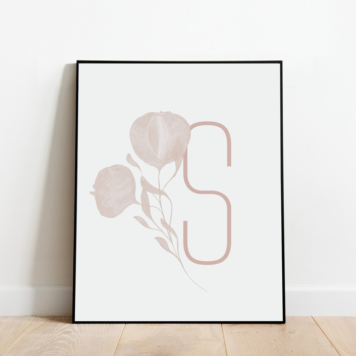 Letter S Floral Botanical Silhouette Monogram Alphabet Poster - Image 3