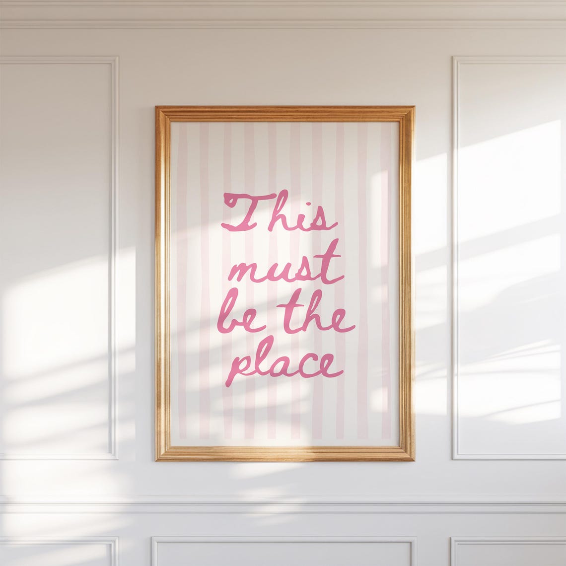 Classic This Must Be The Place Pink Calligraphy Script Quote Poster