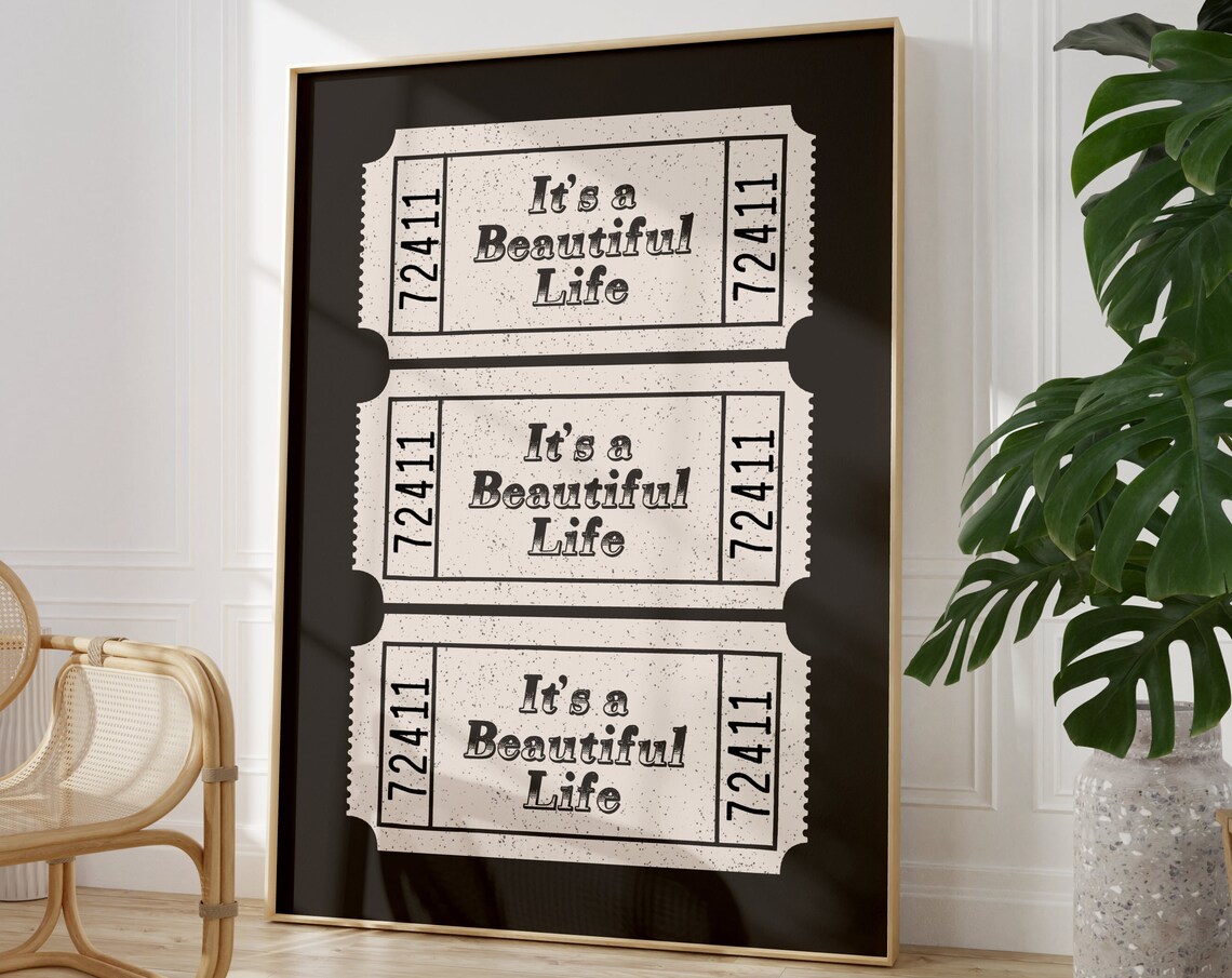 Its A Beautiful Life Black Raffle Ticket Trio Vintage Poster - Image 2