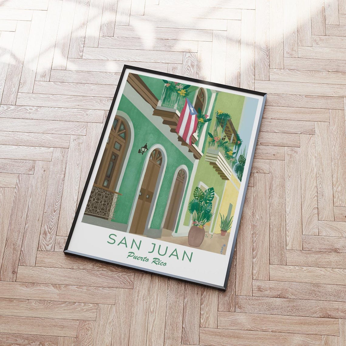 Puerto Rico Illustration San Juan Print Puerto Rico Wall Art Puerto Rico Gift Puerto Rican Flag Illustration Latin America Poster - Image 4