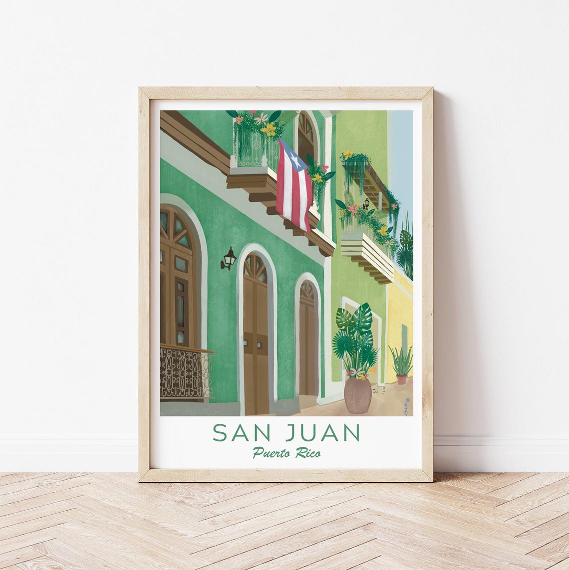 Puerto Rico Illustration San Juan Print Puerto Rico Wall Art Puerto Rico Gift Puerto Rican Flag Illustration Latin America Poster - Image 2