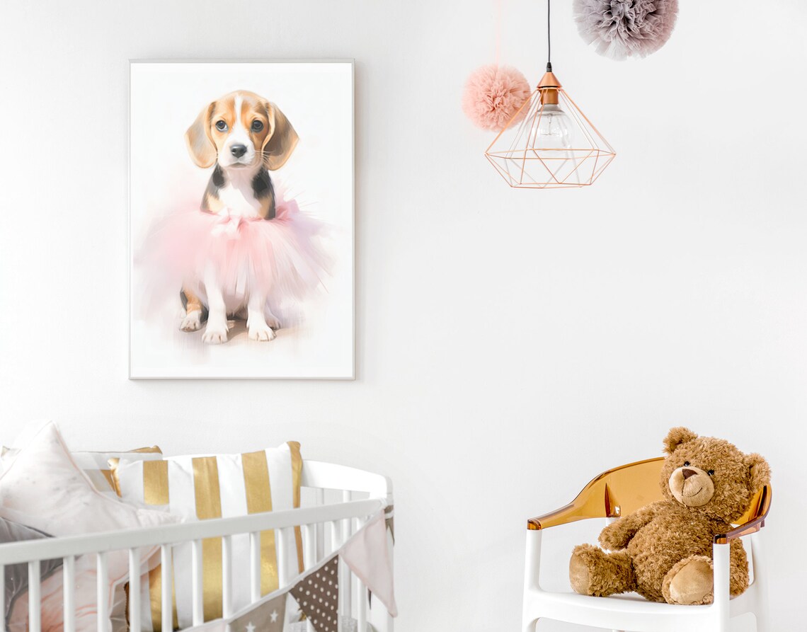 Baby Animal Puppy Print, Beagle Nursery Decor - Image 2