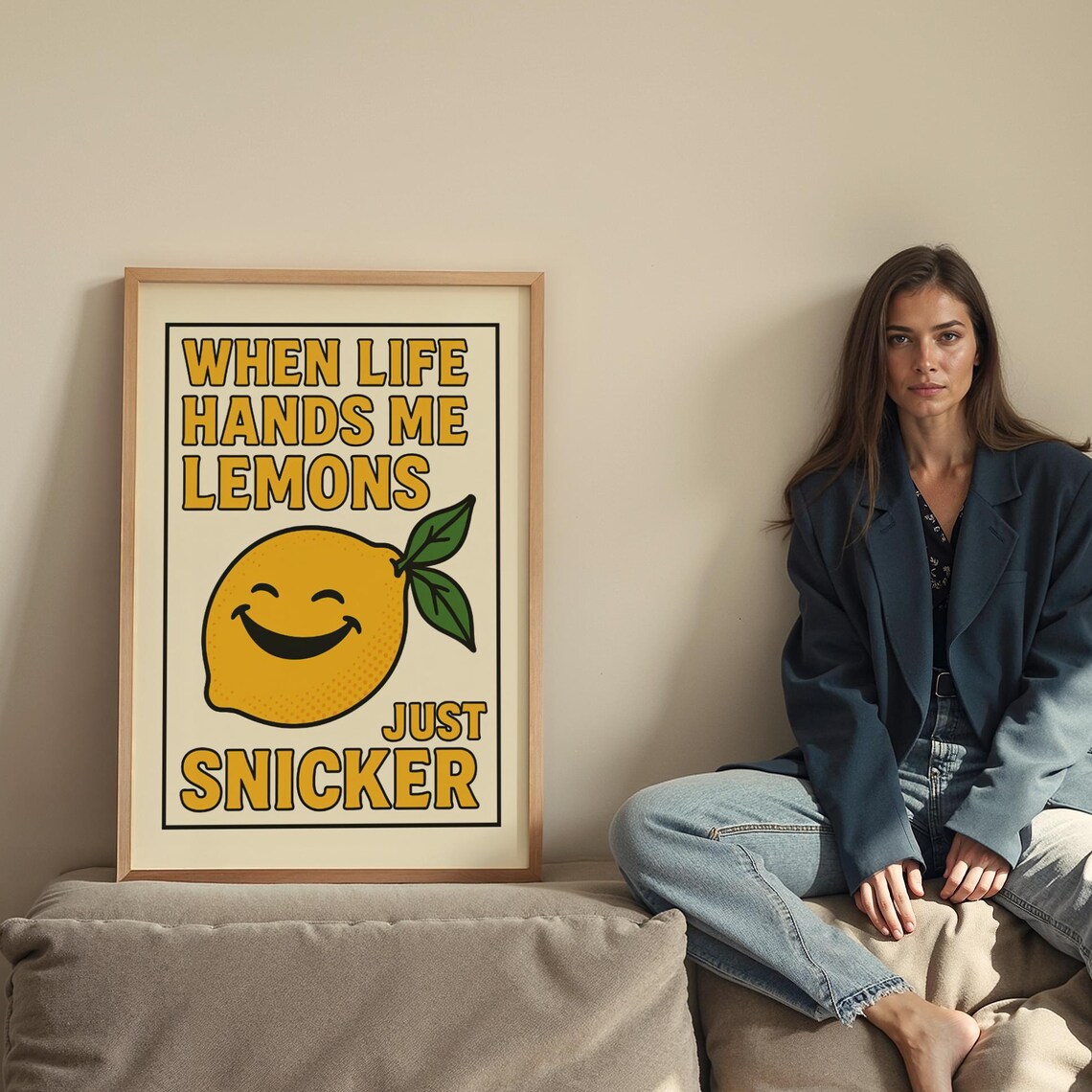 When Life Hands Me Lemons Just Snicker Funny Lemon Quote Poster