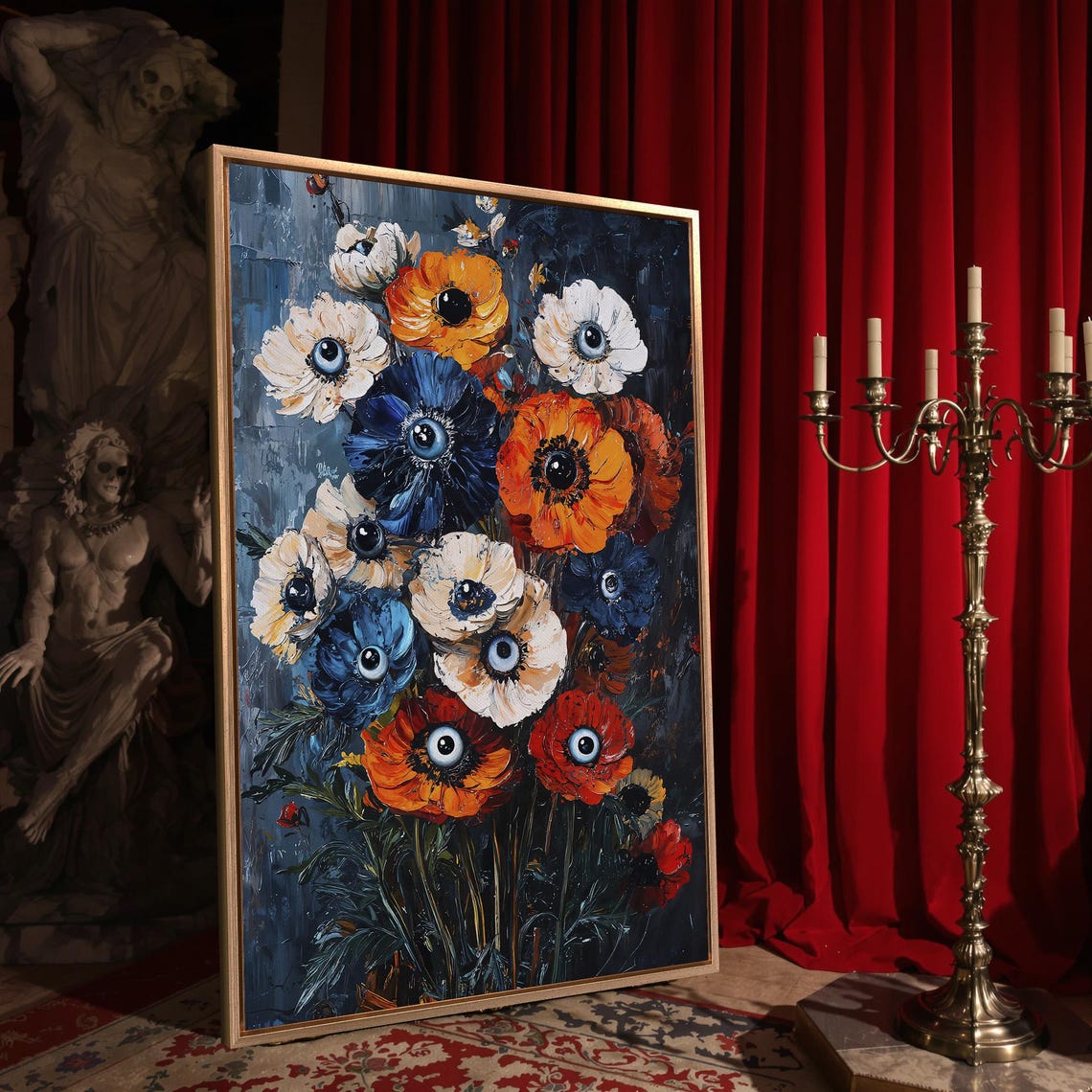 Surreal Colorful Flowers With Realistic Eyeball Centers Art Poster - Image 4