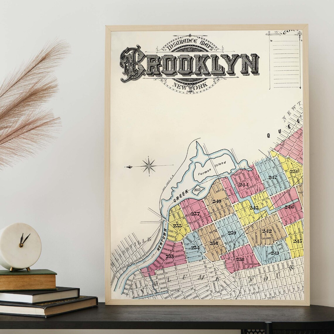Vintage Brooklyn New York Insurance Map Antique Cartography Poster - Image 4