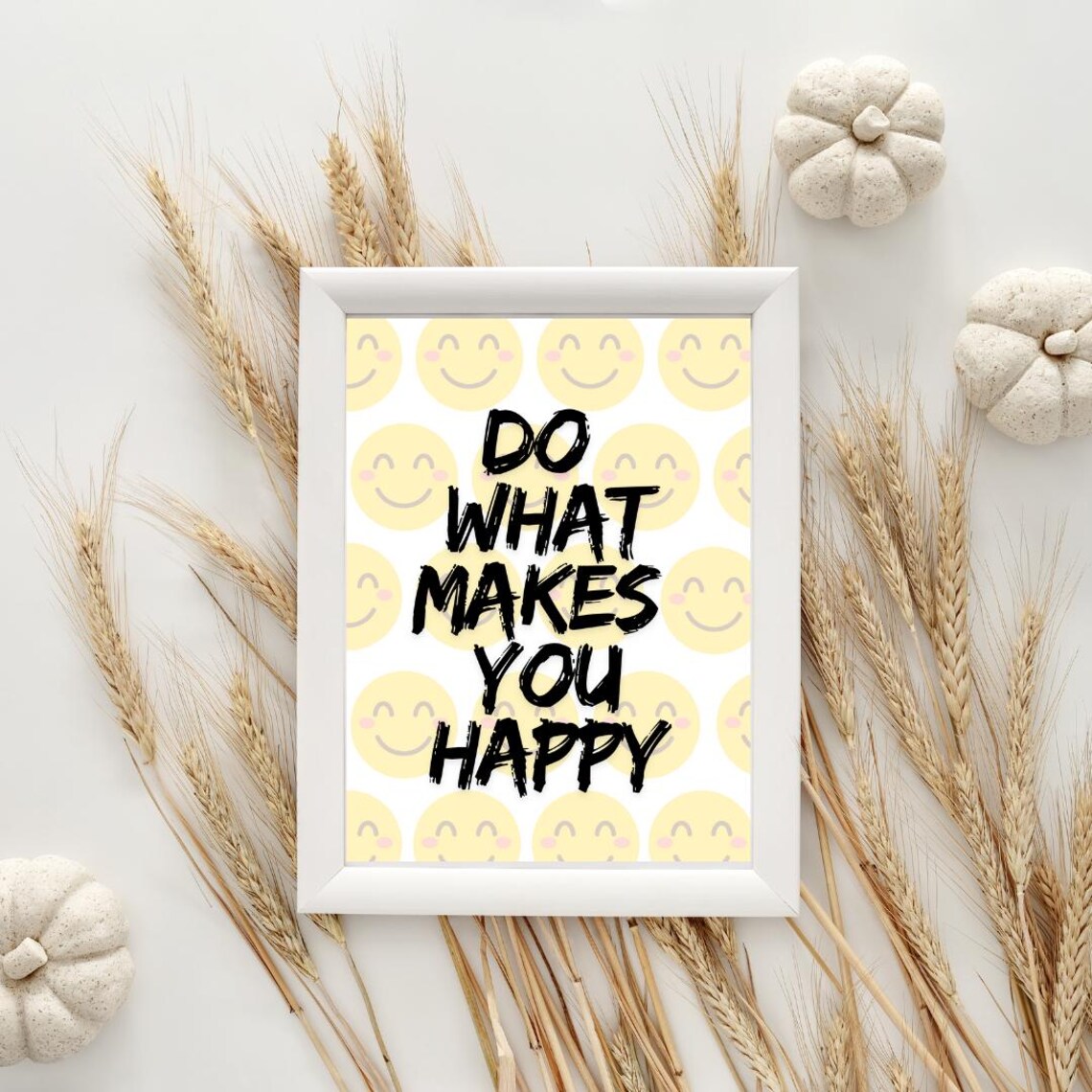Do What Makes You Happy Smiley Faces Retro Bold Quote Poster - Image 4
