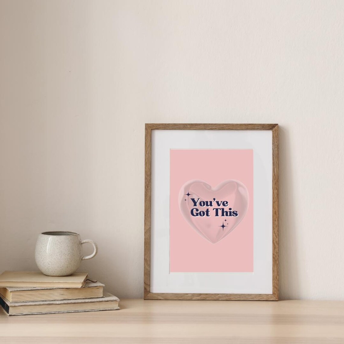 You Have Got This Navy Text Over Glossy Pink Bubble Heart Poster - Image 3