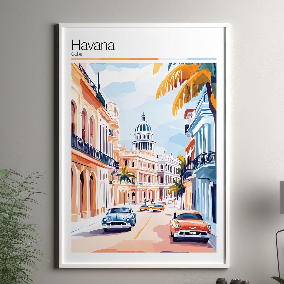 Havana Print Soft Colors Travel Poster Colourful Wall Art City Decor For