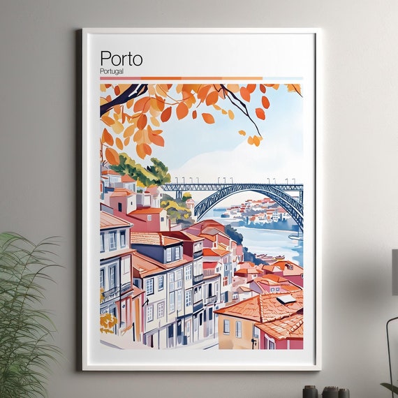 Porto Print Soft Colors Travel Poster Colourful Wall Art Portugal City Decor For