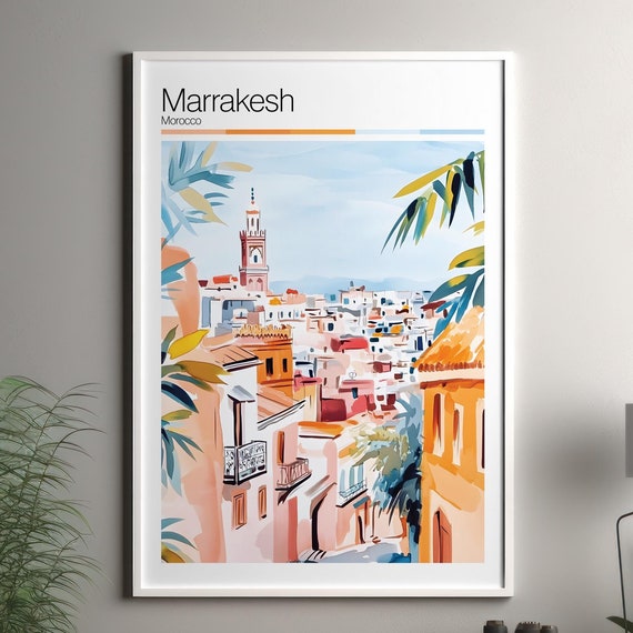 Marrakesh Travel Poster, Morocco City Decor