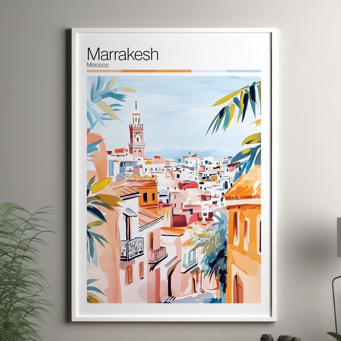 Marrakesh Travel Poster, Morocco City Decor