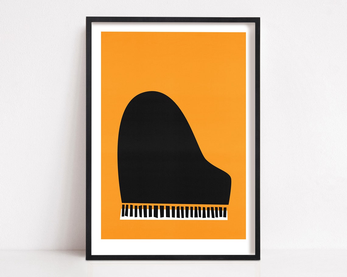 Piano Print, Mid Century Modern Music Poster