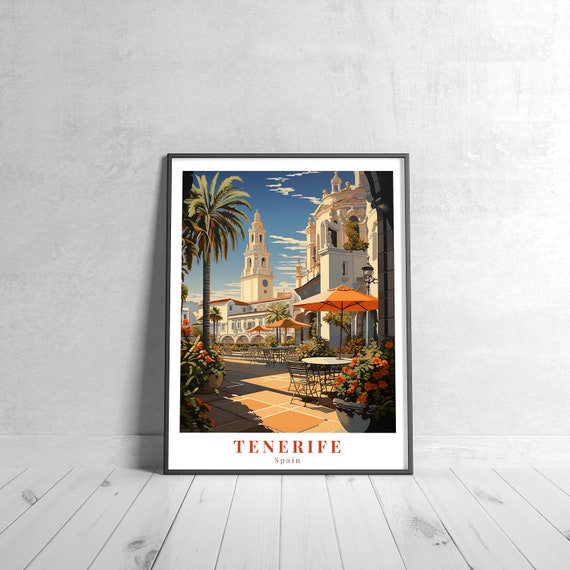 Tenerife Vintage Travel Poster Retro Spain Art Print Colorful Home Decor Wall Unique Gift