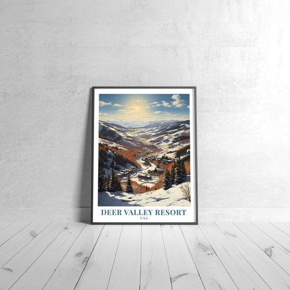 Deer Valley Resort Vintage Travel Poster Retro Usa Art Print Colorful Home Decor Wall Unique Gift