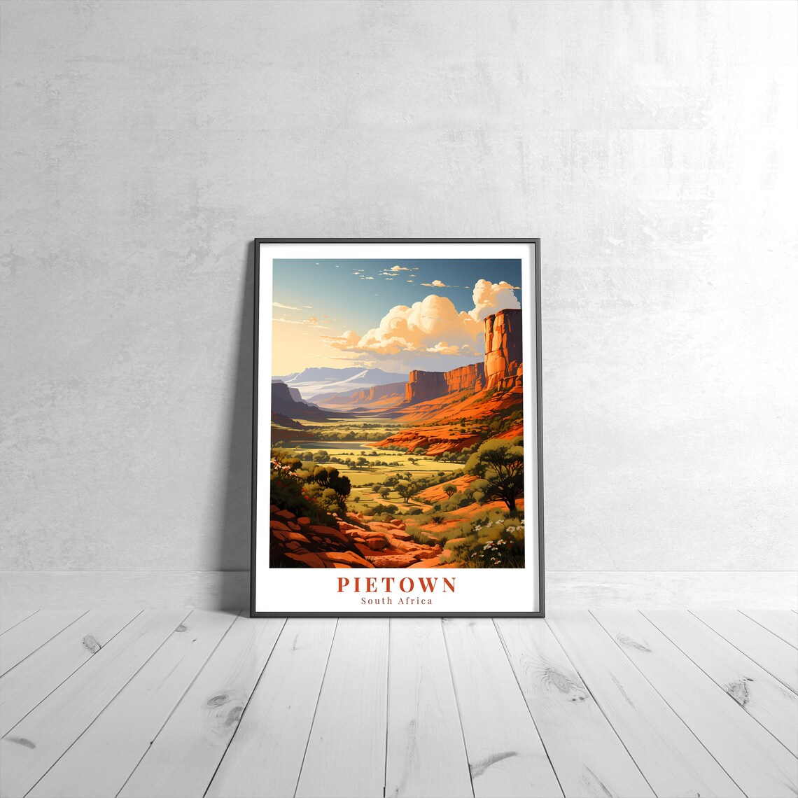 Pie Town South Africa Red Rock Canyon Desert Vintage Travel Poster