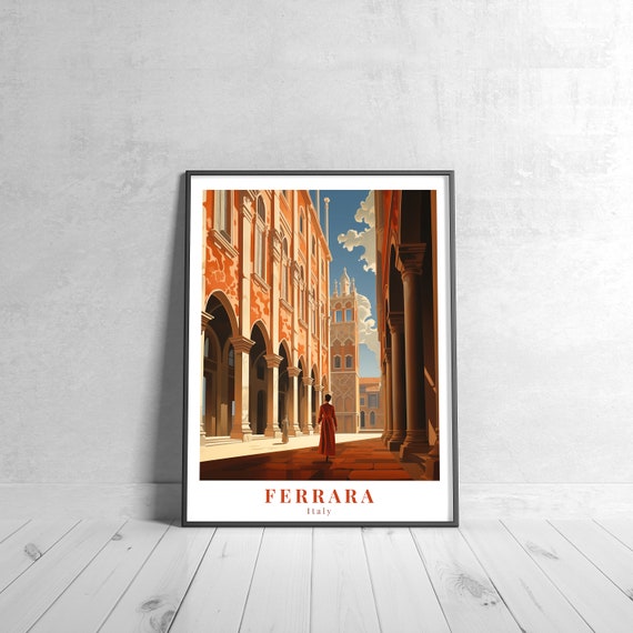Ferrara Vintage Travel Poster Retro Italy Art Print Colorful Home Decor Wall Unique Gift