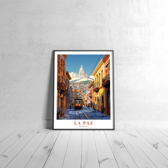 La Paz Vintage Travel Poster Retro Bolivia Art Print Colorful Home Decor Wall Unique Gift