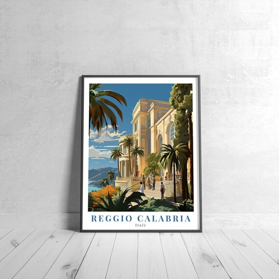 Reggio Calabria Italy Grand Villa Palm Gardens Travel Art Poster