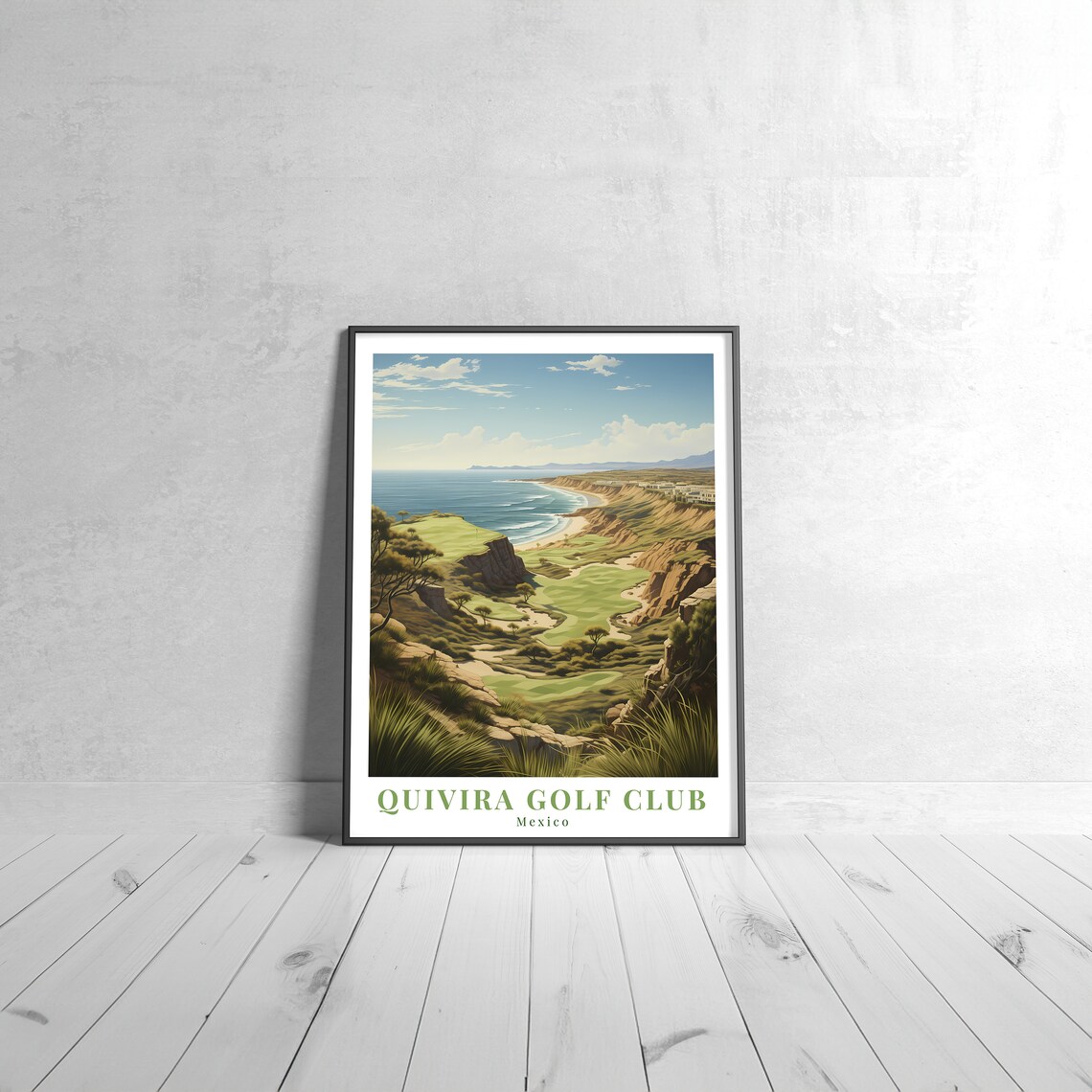 Quivira Golf Club Mexico Ocean Cliff Course Vintage Travel Poster