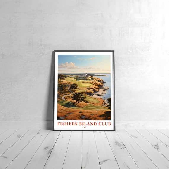 Fishers Island Club Vintage Travel Poster Retro Usa Art Print Colorful Home Decor Wall Unique Gift