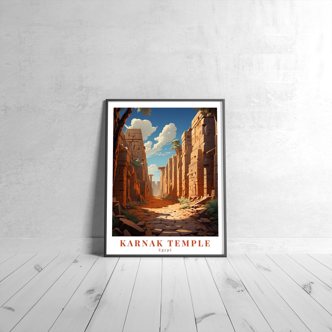 Karnak Temple Egypt Ancient Stone Corridor Ruins Travel Poster
